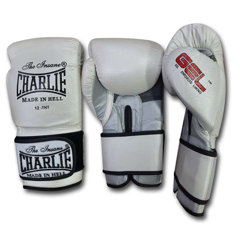 Charlie Gel Metallic Weiße Boxhandschuhe