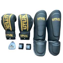 Pack muay thai infantil Utuk top negro oro