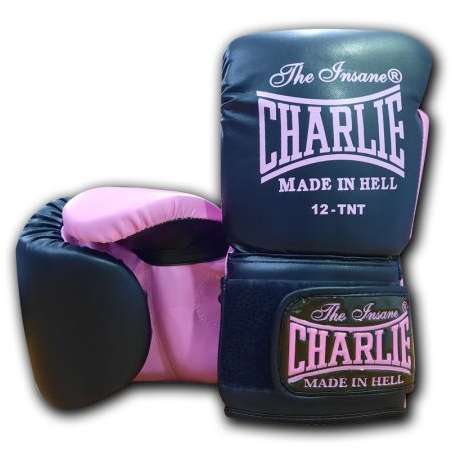 Guantes kick boxing Charlie kaos negro rosa