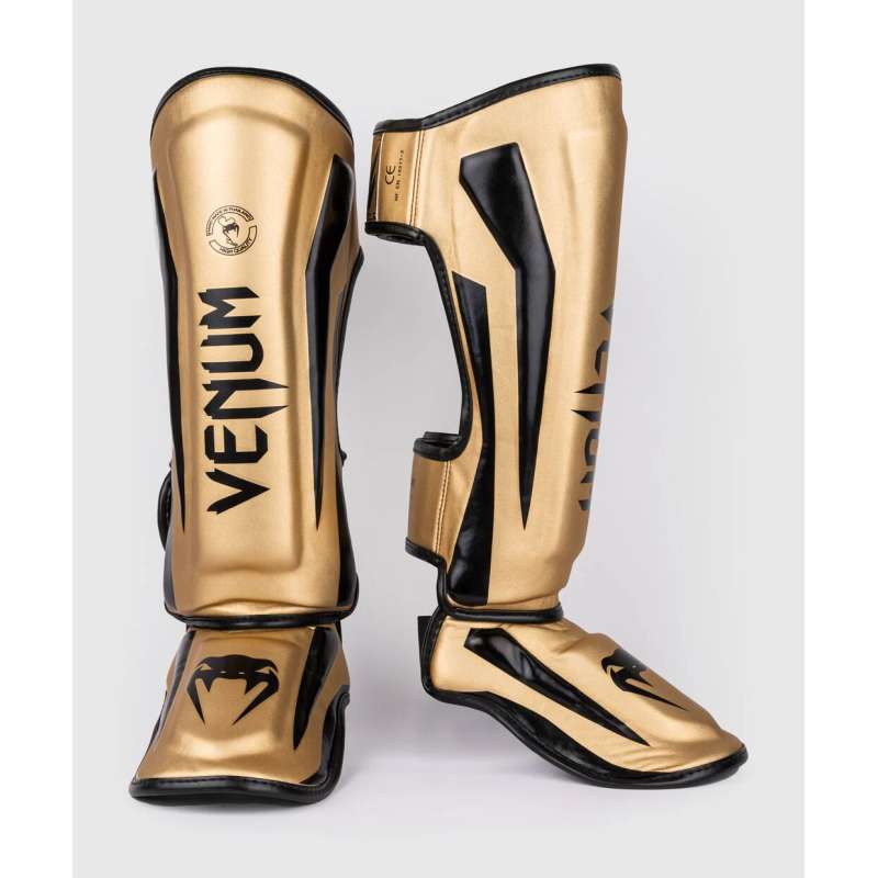 Muay thai Schienbeinschoner Venum elite standup schwarz gold